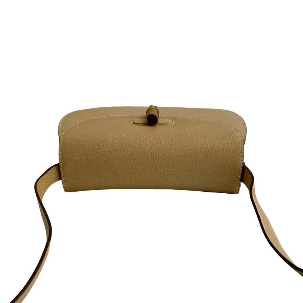 GUCCI Authentic Cream Leather Bamboo Pochette Shoulder Bag - Picture 4 of 10